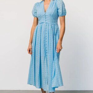 Blue Esther Eyelet Midi Dress